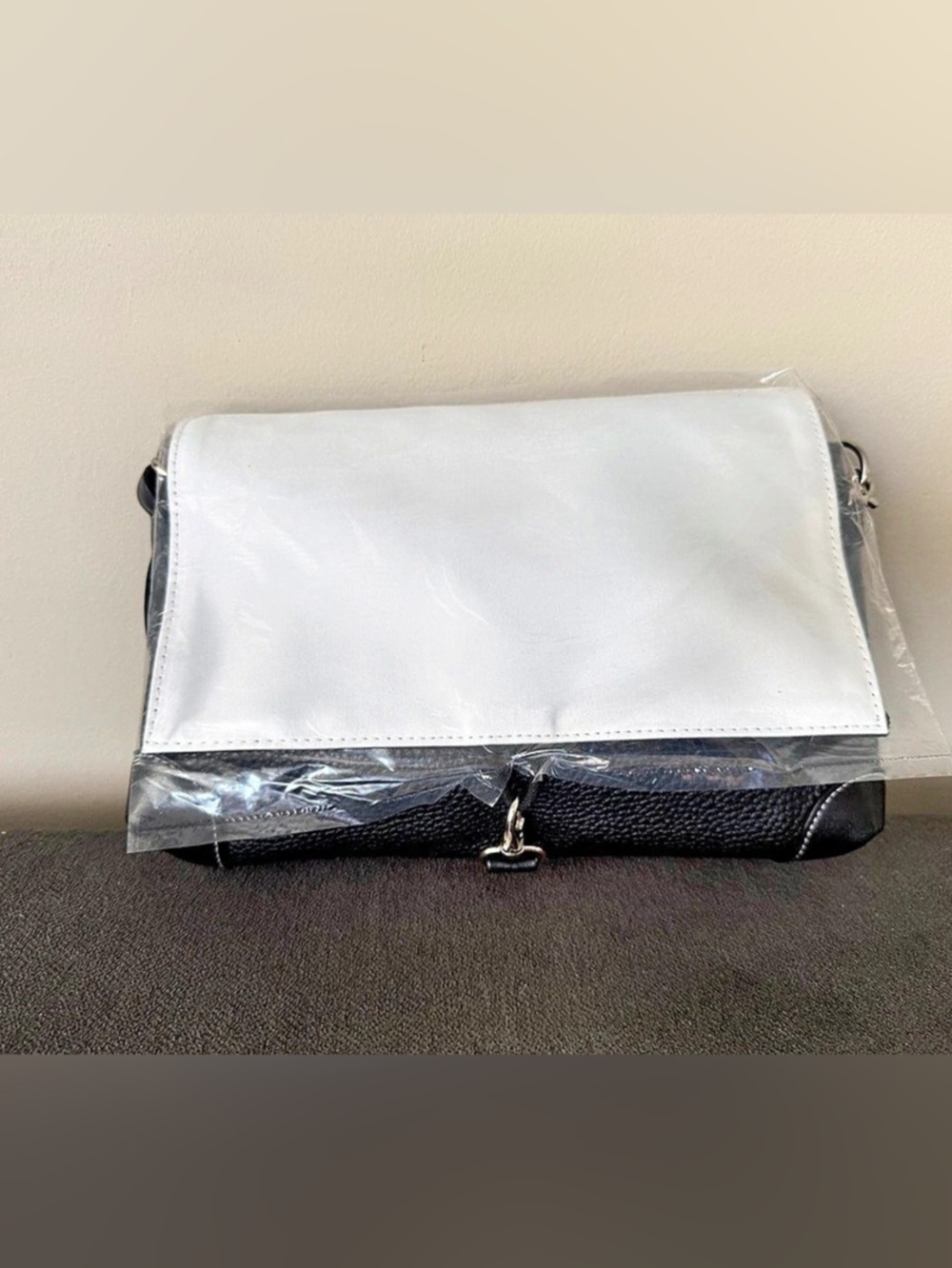Color Block Crossbody Bag in Black & White Like New